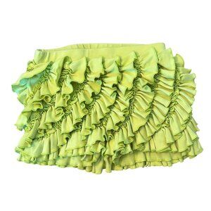 Lemon Loves Time Chartreuse Ruffle Frilly Campy Flamboyant Skort 6